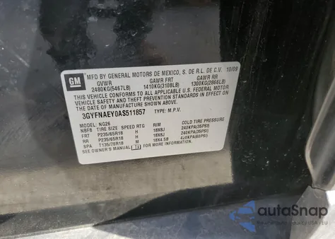 2010 Cadillac Srx Luxury Collection z USA, uszkodzony, nr VIN 3GYFNAEY0AS511857